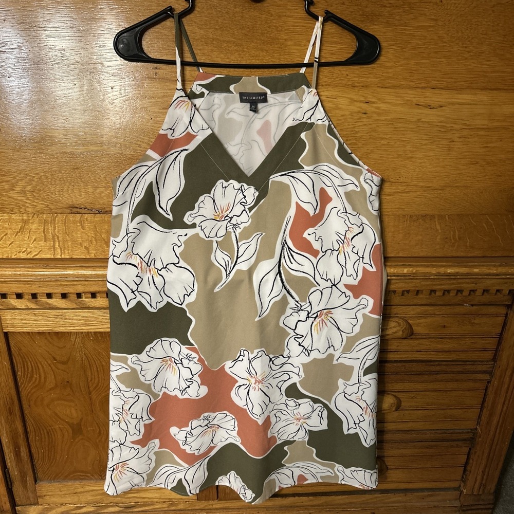 The Limited Boho Chic Abstract Floral V-Neck Cami Dress‎ Sleeveless Resort Wear
